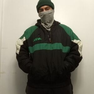 Stylish Green and Black Men's Puffer Jacket